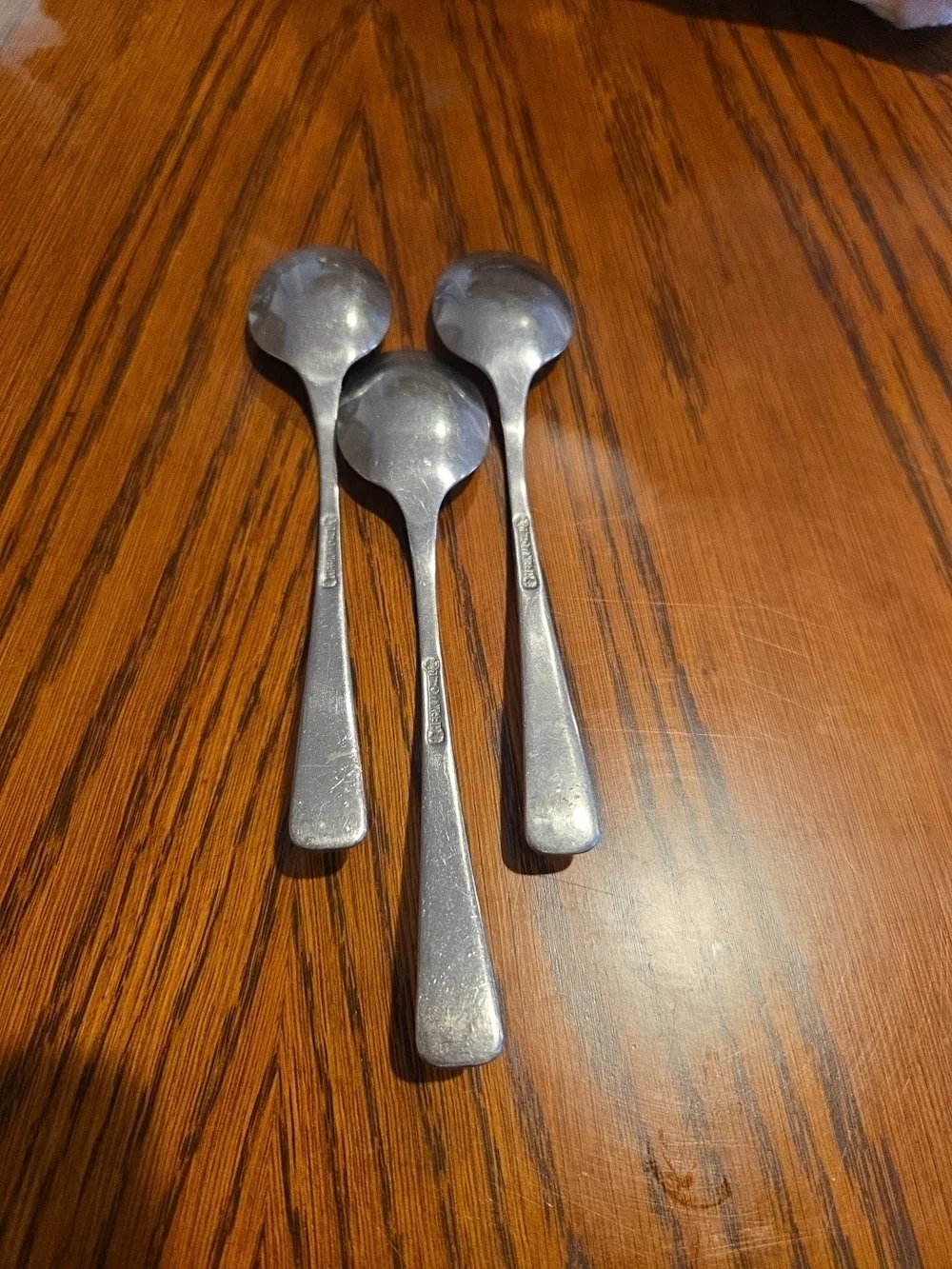 Vtg Stainless Steel НЕРЖ Teaspoons 3 USSR Era Flatware Scallop Patterned Rare